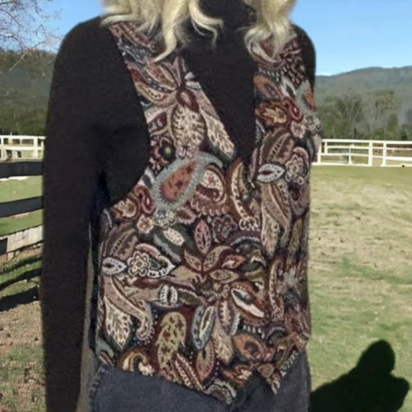 Vintage 90s Compagnie Internationale Express Tapestry Vest Embroidered Vest - Picture 10 of 12